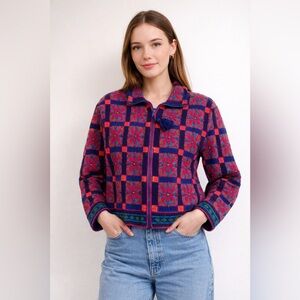 Michael Simon New York Vintage Knit Zip Sweater Beaded Tassel Size S/M